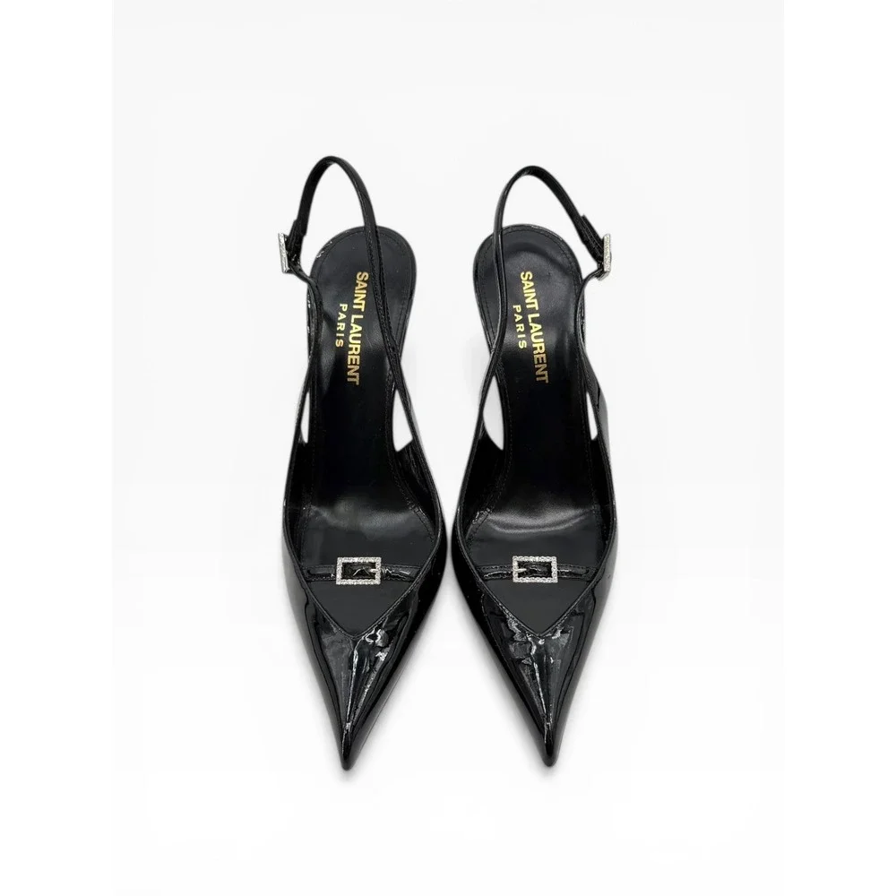 Saint Laurent Luna 105 Patent Leather Slingback Pumps $1,150 - Size 36 / US 6 - Picture 9 of 16
